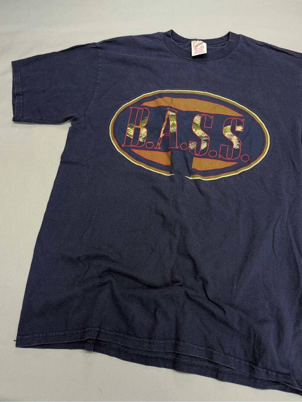 B.A.S.S. Jerzees Mens T-Shirt Large Bass Anglers Blue